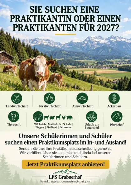 Praktikumsplätze 2027 gesucht, im In- und Ausland.