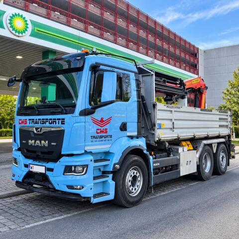 MAN TGS 26.430 mit MEILLER Zweiseitenkipper u. Palfinger 22