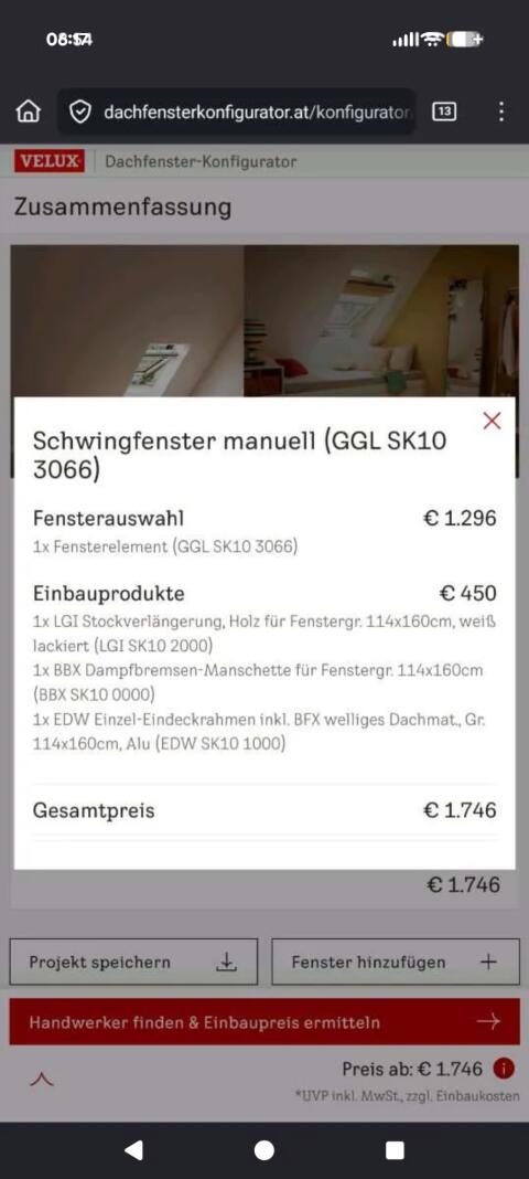 Velux DFF Komplett-Set, Schwingfenster Kiefer klar lackiert, Velux DFF