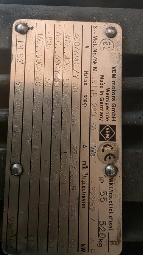 55 kW IEC Drehstrom-Asynchronmotor VEM IE3-W43R 280 M6
