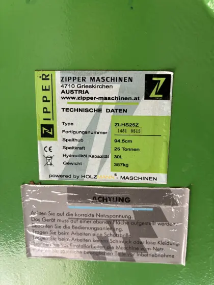 Holzspalter Zipper ZI-HS25Z mit Stammheber