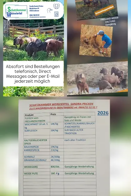 Weideschweine, Weidegänse, Weideputen