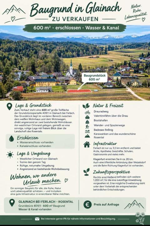 Baugrund in Glainach/Ferlach zu verkaufen