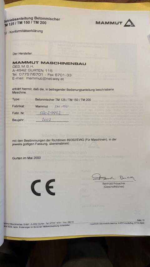 Mammut Zwangsmischer gebraucht TM150
