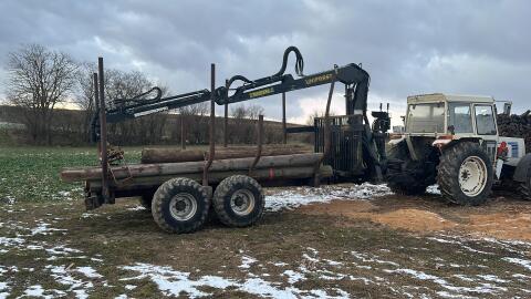 Forstanhänger mit Kran, Rückewagen