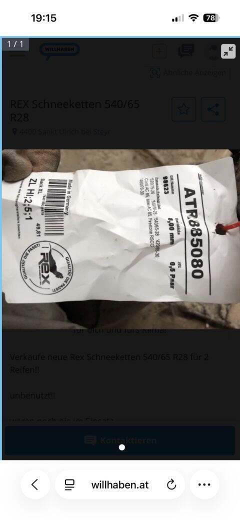 REX Schneeketten 540/65 R28