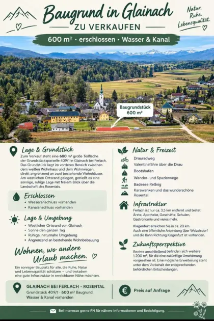 Baugrund in Glainach/Ferlach zu verkaufen