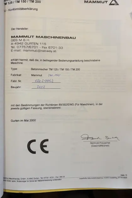 Mammut Zwangsmischer TM150 gebraucht