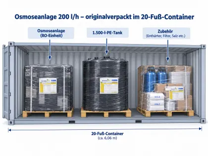 1.750 m³ pro Jahr Reinstwasser, neue Umkehrosmoseanlage GREEN-LINE GEO-L 200