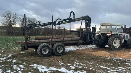 Forstanhänger mit Kran, Rückewagen