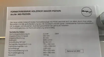 Formatkreissäge Holzprofi PS250Maker