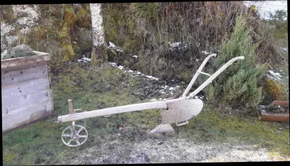 Historischer Holzpflug, Deko Garten, Hof, Einfahrt, Bauernhaus