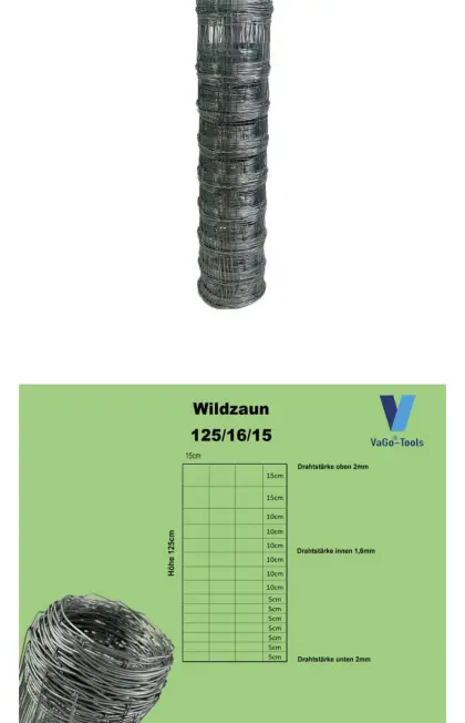 Forstzaun, Weidezaun 125/16/15 Knotengeflecht 50 m