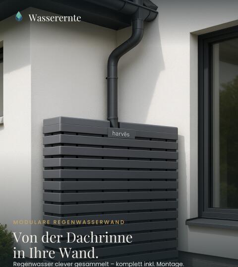 Regenwasserwand 1.000 l Wassertank, Sichtschutz, Regenwasserspeicher