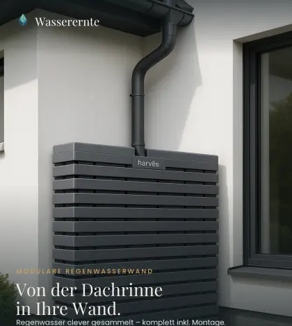 Regenwasserwand 1.000 l Wassertank, Sichtschutz, Regenwasserspeicher