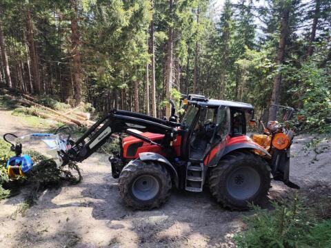 Holzschlägerung und Bringung. Erdbewegung