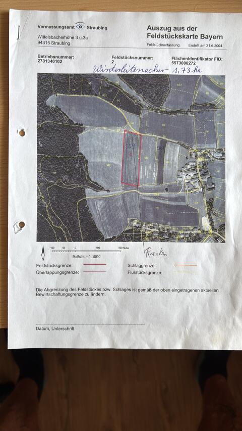 Gut gelegene Ackerfläche mit ca. 1,73 ha in 94354 Haselbach