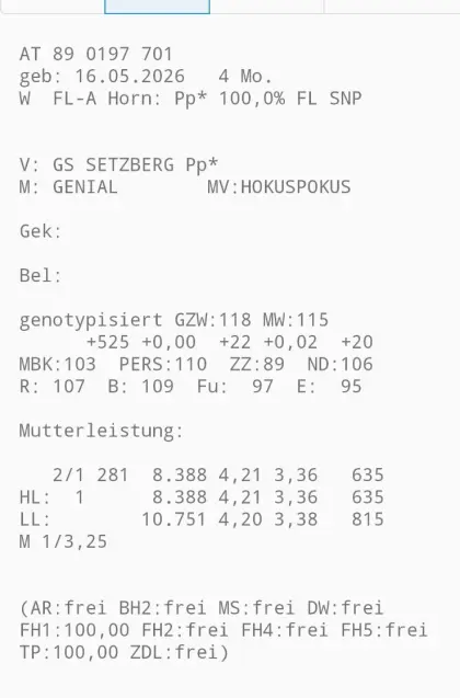 Genotypisiertes FV-Kalb