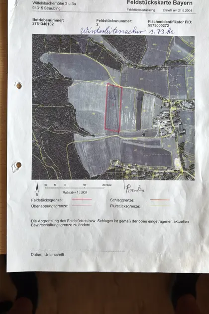 Gut gelegene Ackerfläche mit ca. 1,73 ha in 94354 Haselbach