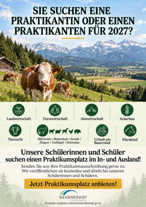 Praktikumsplätze für Jun.-Okt. im In- und Ausland gesucht