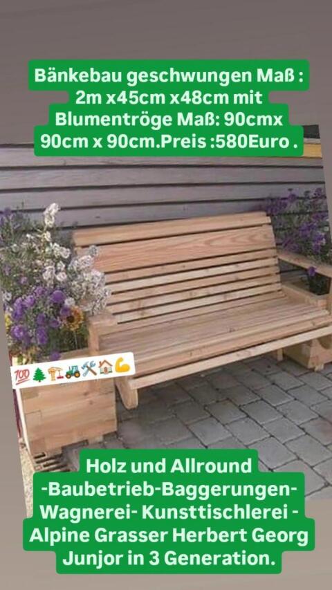 Bänke geschwungen mit Blumentröge