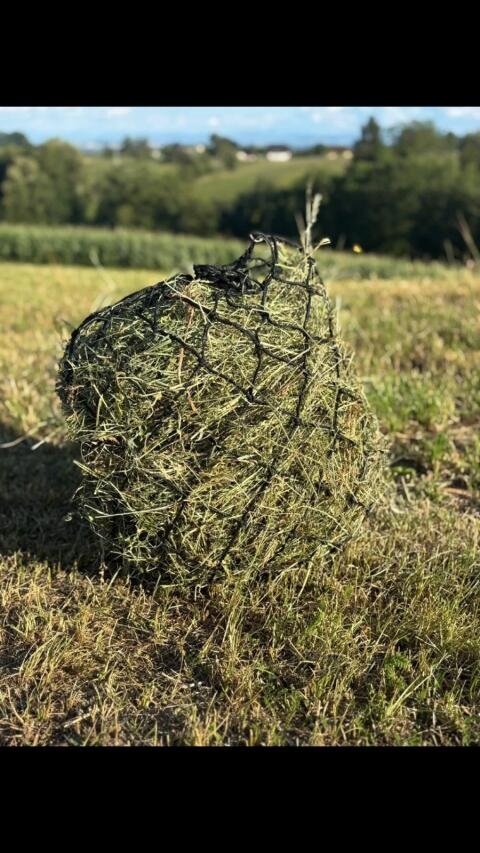 Heunetz (100 cm) befüllt mit bestem Heu (6 kg), Maschenweite