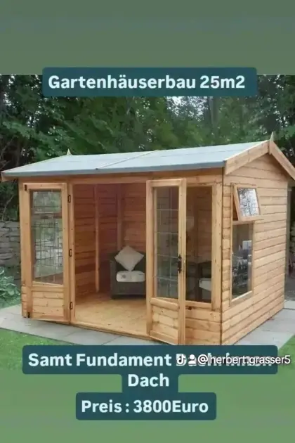 Gartenhäuserbau mit Holzglastüre, Bau und Montage, Wagnerei