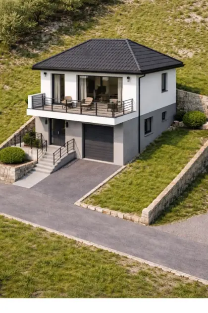 Hanghäuser mit Steinmauer