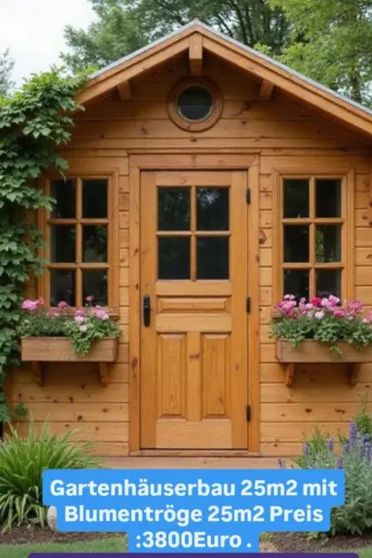 Gartenhäuser mit Blumentröge, Bau und Montage, Tischlerei