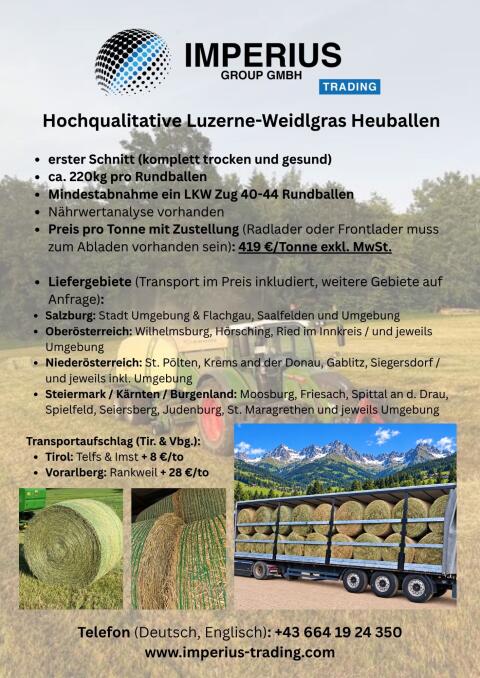 Luzerne-Weidelgras-Heuballen mit Zustellung zu verkaufen