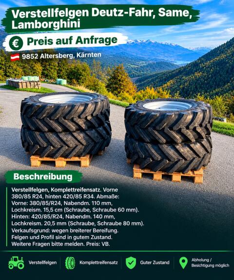 Verstellfelgen Deutz-Fahr, Same, Lamborghini