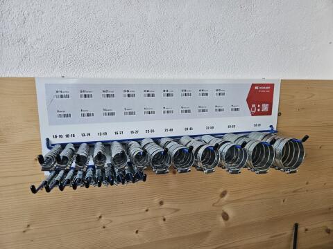 Schlauchschellen-Sortiment inkl. Wandhalterung
