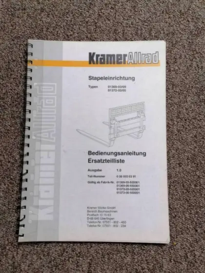 Kramer, Bedienungsanleitung, Ersatzteile