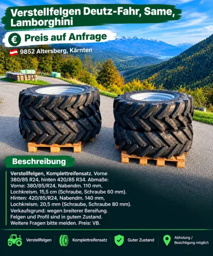 Verstellfelgen Deutz-Fahr, Same, Lamborghini