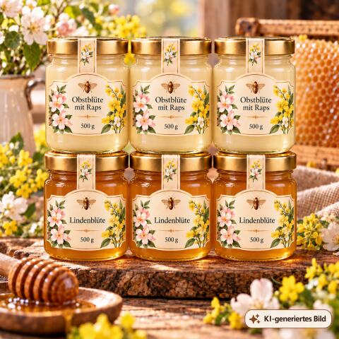 Echter deutscher Bienenhonig, 6 × 500 g, Obstblüte & Linde
