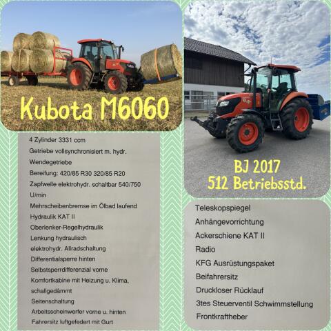 Kubota M6060, Ballengabel, Hochkippschaufel, Joskin Mulcher