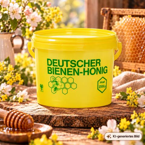 Echter deutscher Bienenhonig, 2,5 kg im Honigeimer