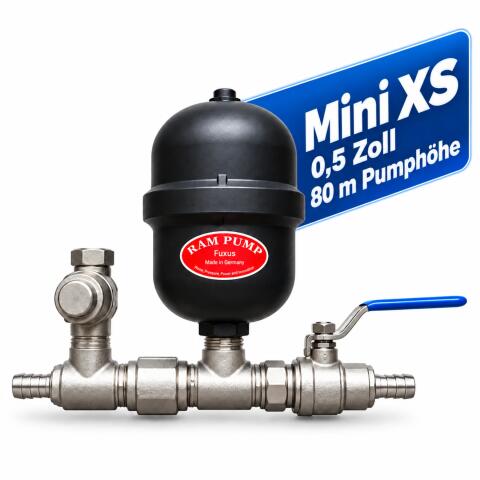 FUXUS Mini-XS Edelstahl-Widderpumpe 1/2 Zoll, Trinkwasser geeignet