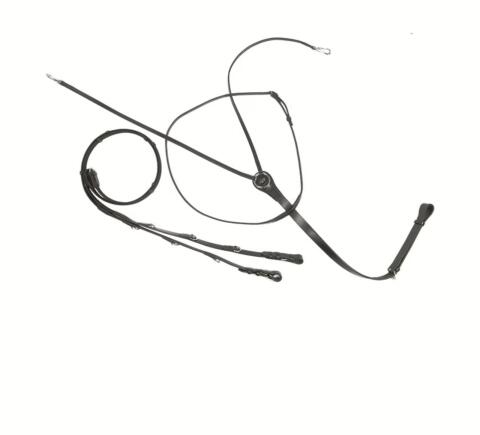 Thiedemannzügel, Köhlerzügel, Leder schwarz mit Zügeln