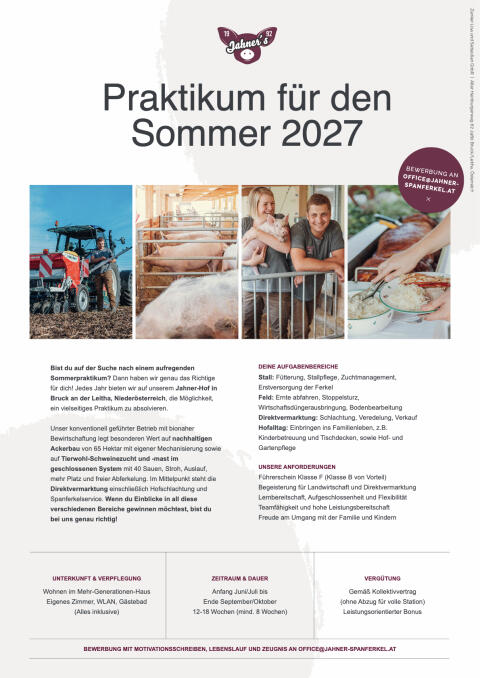 Praktikumsplatz Landwirtschaft (+Direktvermarktung) 2027