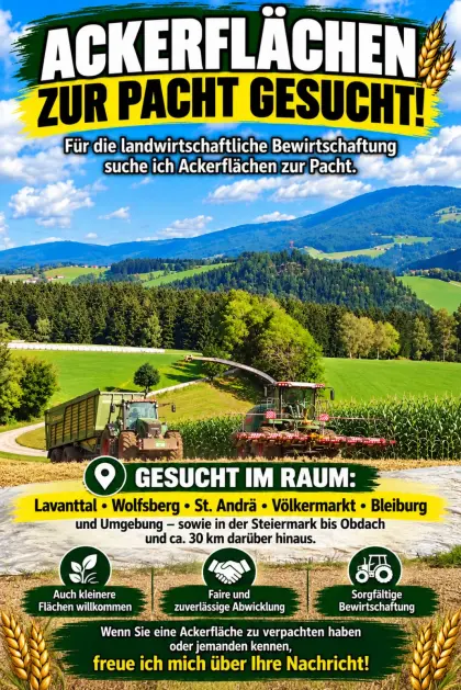 Suche Ackerflächen zum Pachten