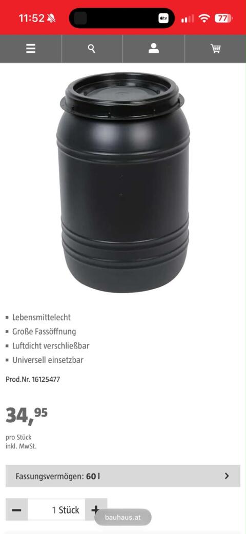 Futtertonne schwarz 60 l