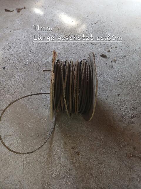 11 mm Seilwindenseil, geschätzt ca. 80 m