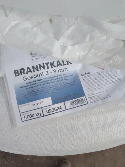 Branntkalk gekörnt 3–8 mm, 750 kg
