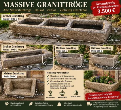 Verschiedene Granittröge