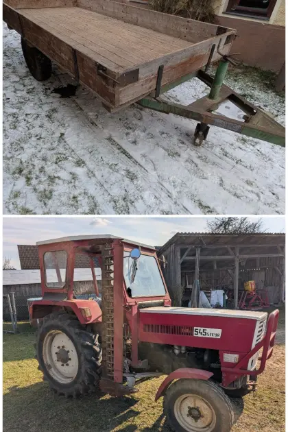 Steyr 545 mit Seitenmähwerk inkl. Anhänger, Steyr 545