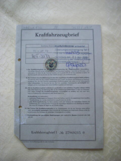 Oldtimer-Traktor Kfz-Pappbrief Deutz D25,2 F2L812 Bj. 64
