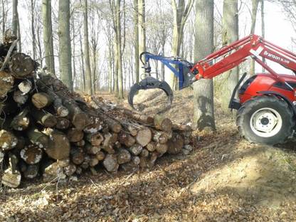 Bild 4:Feuerholz Aufbereitung mit Kegelspalter und Sägespalter