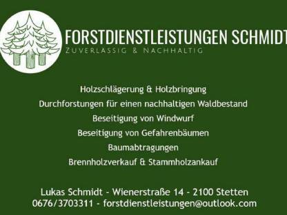 Forstdienstleistungen und Brennholzverkauf