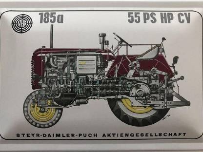 Blechschild 40 x 30 cm Steyr Traktor Typ 185a 55 PS HP CV